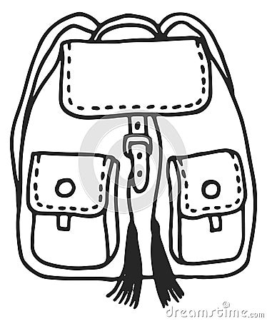 Backpack icon. Hand drawn school bag doodle Vector Illustration