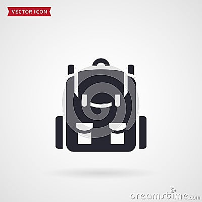 Backpack icon. School or travel vector symbol. Vector Illustration