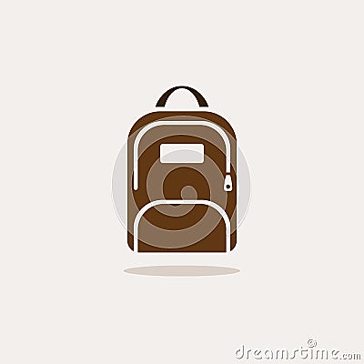 Backpack icon with shadow Vector Illustration