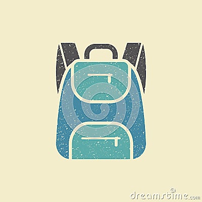 Backpack icon. Vector illustration. Flat icon in retro style. Vector Illustration