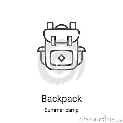 backpack icon vector from summer camp collection. Thin line backpack outline icon vector illustration. Linear symbol for use on Vector Illustration