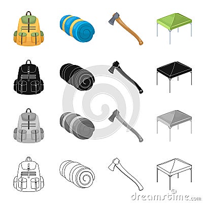 Backpack, pockets, tools, and other web icon in cartoon style.Travel, booth, stall, icons in set collection. Vector Illustration