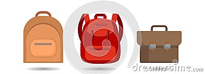 Backpack. rucksack. Knapsack. Schoolbag. Sack clip art set Vector Illustration