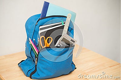 Backpack with school Stock Photo