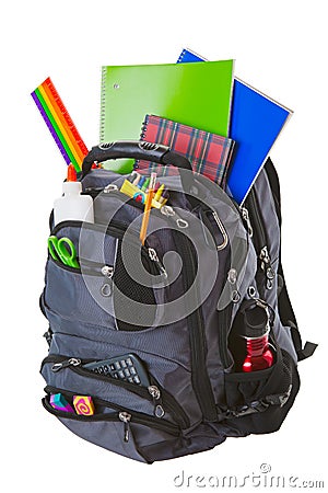 Backpack With School Supplies Stock Photo