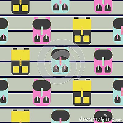 Backpack seamless vector pattern. Vector Illustration