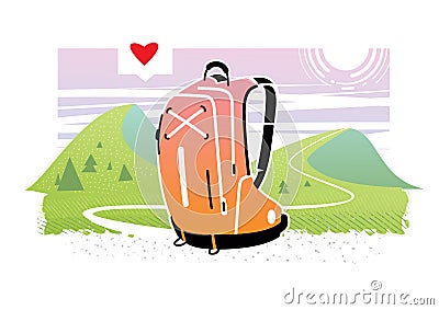 Summer trip flat illustration Vector Illustration