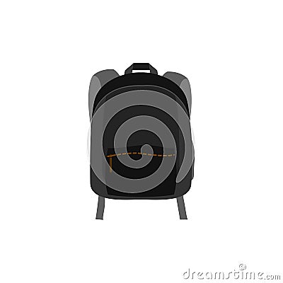 Backpack. Vector illustration. Backpack isolated on White Background. Black bag for schlool studing, travel. Cartoon Illustration