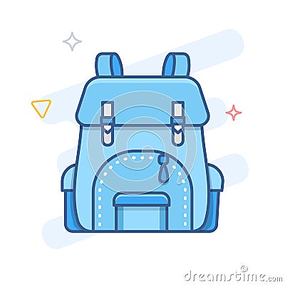 Backpack vector outline icon. School bag line illustration. Vector Illustration