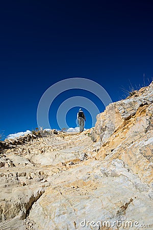 Backpacker exploring the inca trail Stock Photo
