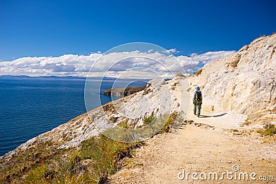 Backpacker exploring the inca trail Stock Photo