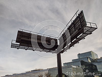 Billboard, Empty Backs Of Billboards High In The Sky Editorial Stock Photo