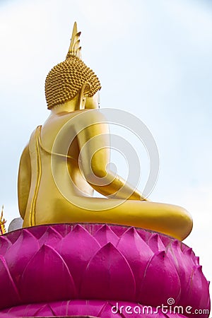 Backside Buddha with sky Stock Photo