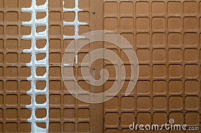 Backside of ceramic tiles with white engobe paste Stock Photo