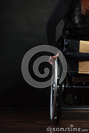 Backside of disabled person. Stock Photo