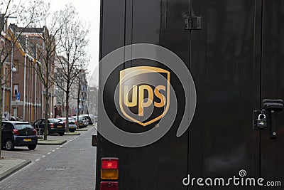 Backside Of A UPS Company Van At Amsterdam The Netherlands 2019 Editorial Stock Photo