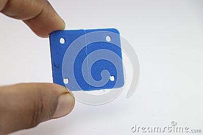 Backside view of 3D printed window hinges made using 3d printing technology. Home replacement parts made from a rapid prototyping Stock Photo