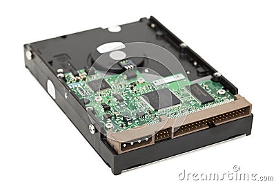 Backside view of a hard disk Stock Photo