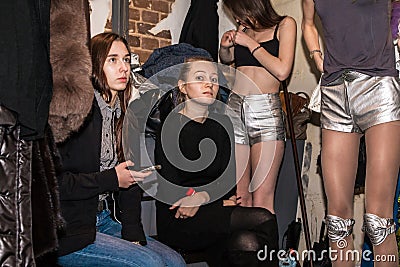 Backstage before fashion performance Art Chaos Editorial Stock Photo