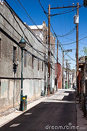 Backstreets are filled with character in Flagstaff, Arizona Stock Photo