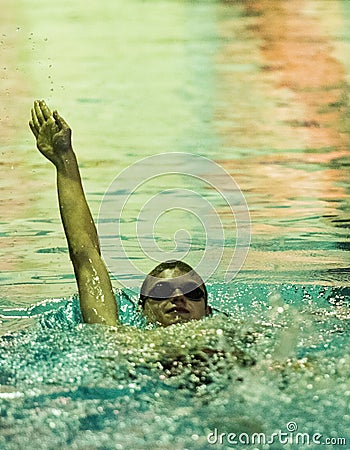 Backstroke at Swim Meet Editorial Stock Photo