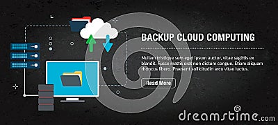 Backup cloud computing, banner internet with icons in vector Vector Illustration