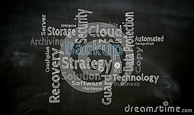 Backup cloud painted with chalk on blackboard Stock Photo