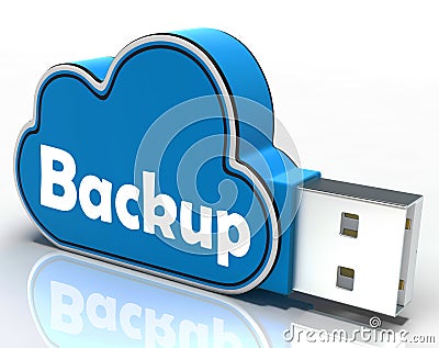Backup Cloud Pen drive Means Data Storage Or Stock Photo