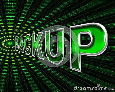 Backup Computer Means Data Transfer And Archive Stock Photo