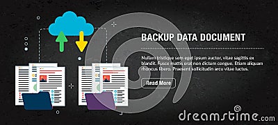 Backup data document, banner internet with icons in vector Vector Illustration