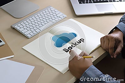 Backup Download copies of data, Computing Digital Data transferring Stock Photo