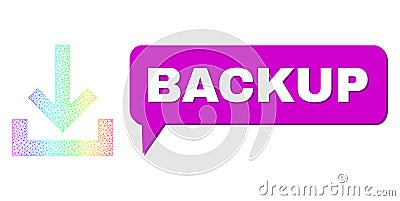 Spectrum Net Gradient Inbox Icon and Backup Conversation Cloud with Shadow Vector Illustration