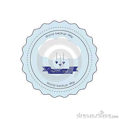 Backup and restore data cloud ribbon badge Vector Illustration