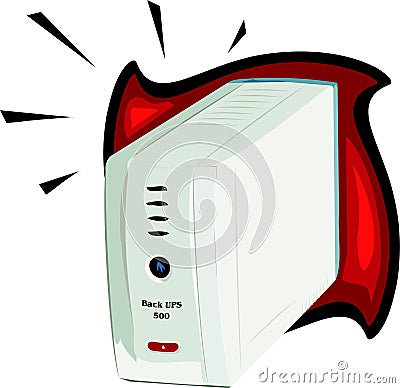 Backup UPS Cartoon Illustration