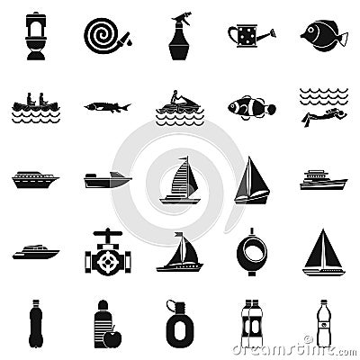 Backwash icons set, simple style Vector Illustration