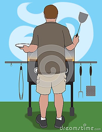 Backyard Barbecuer Vector Illustration