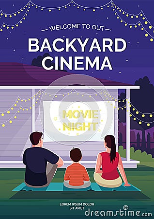 Backyard cinema poster template Vector Illustration