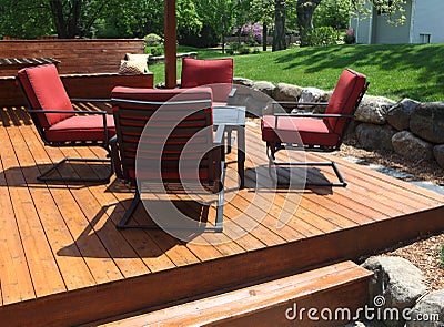 Backyard Deck Stock Photo