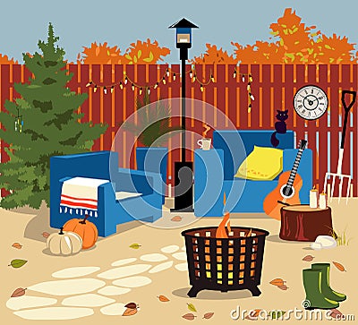 Backyard dÃ©cor for fall Vector Illustration