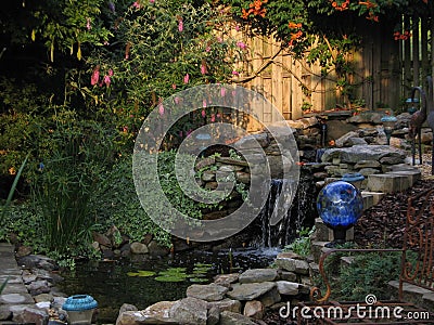 A Backyard Paradise of Tranquility Stock Photo