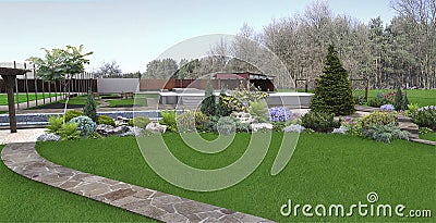 Backyard planting of greenery, 3d render Stock Photo
