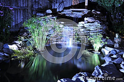 Backyard pond Stock Photo