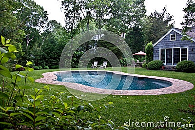 Backyard Pool Stock Photo