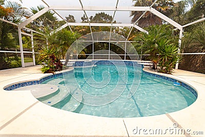 Backyard pool Stock Photo