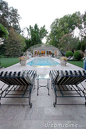 Backyard Pool House Stock Photo