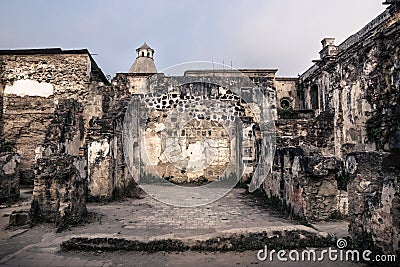 Backyard in ruins of Templo de San Jose cathedral, Antigua, Guatemala, Central America Stock Photo
