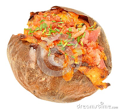 Bacon And Cheese Filled Baked Potato Stock Photo