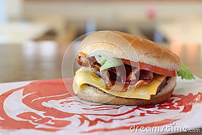 Bacon Cheeseburger at Wendy`s Editorial Stock Photo
