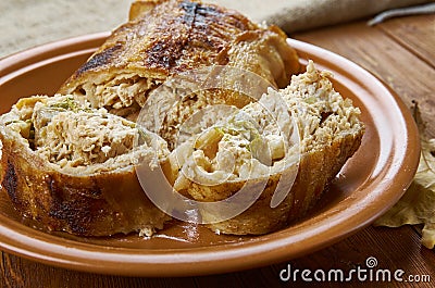 Bacon Chicken Alfredo Lasagna Roll Stock Photo