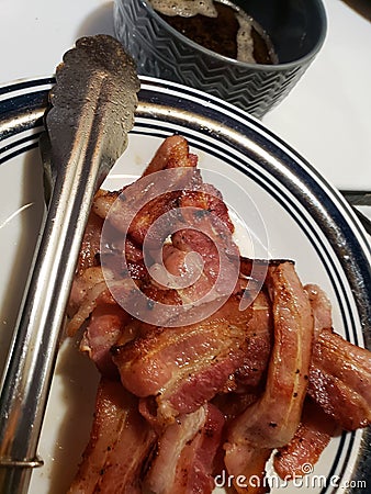 Bacon cooked soft chewy with bacon grease Stock Photo